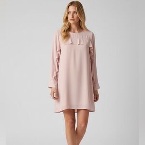 Banana Republic Blush Light Pink Ruffled Long Sleeve Flowy Mini Dress Cute Date